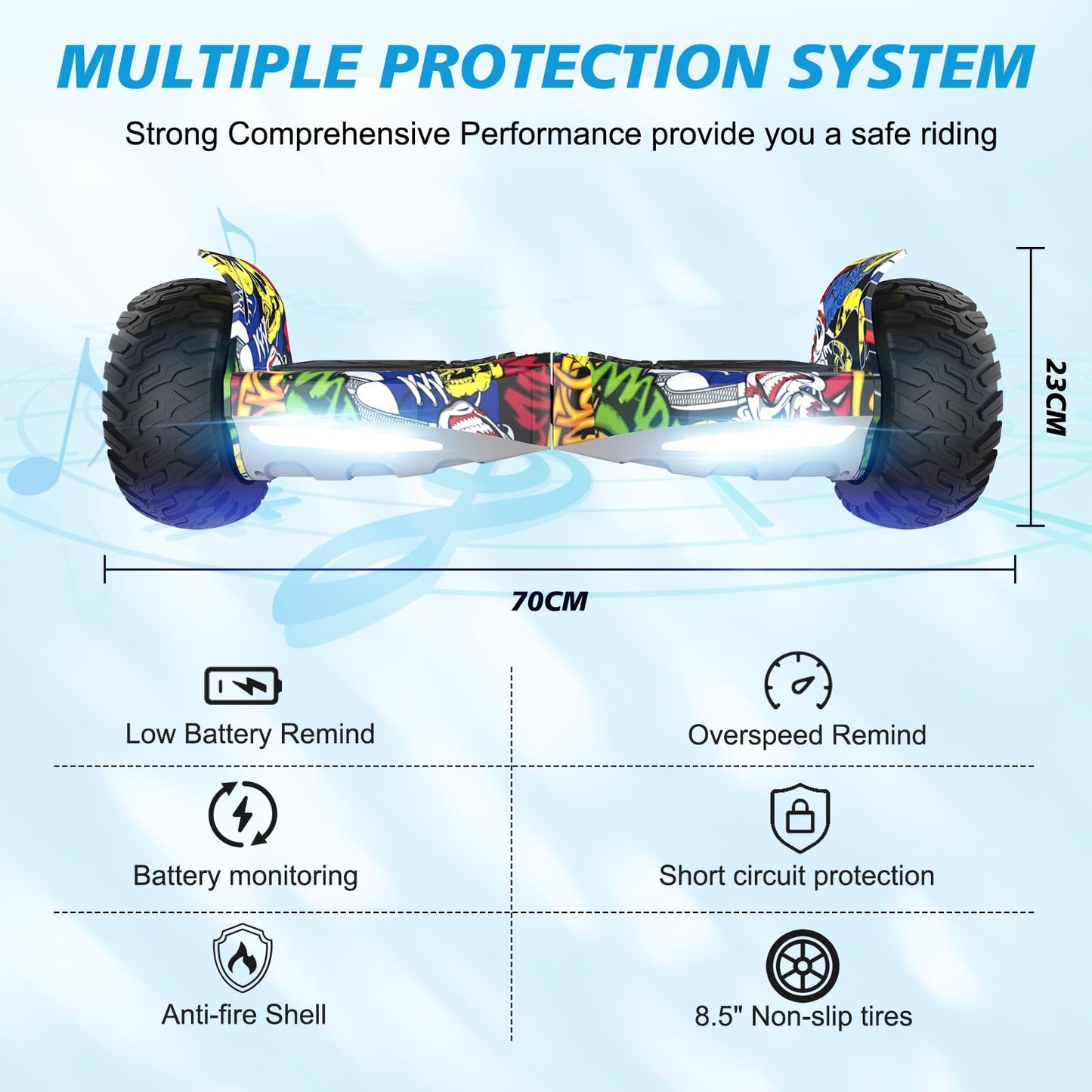 RCB Hoverboards SUV with Seat Hoverboards Off-Road, App-enabled Bluetooth Hoverboards, 8.5'' Hummer + Hoverkart Go Kart for Self Balancing hoverboards, Gift for Kids
