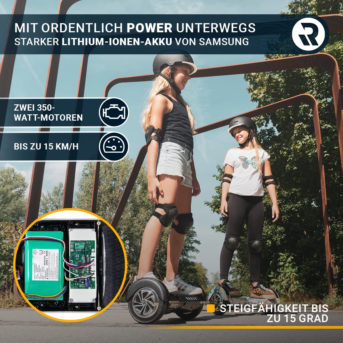 Robway W2 Hoverboard | ๐๐๐ ๐๐๐๐๐๐๐๐ ยฎ Hoverboards for kids, teens & adults - APP control - ๐ฎ x ๐ฏ๐๐ข Watt motors - Self-Balance function - Bluetooth (Matte Black)