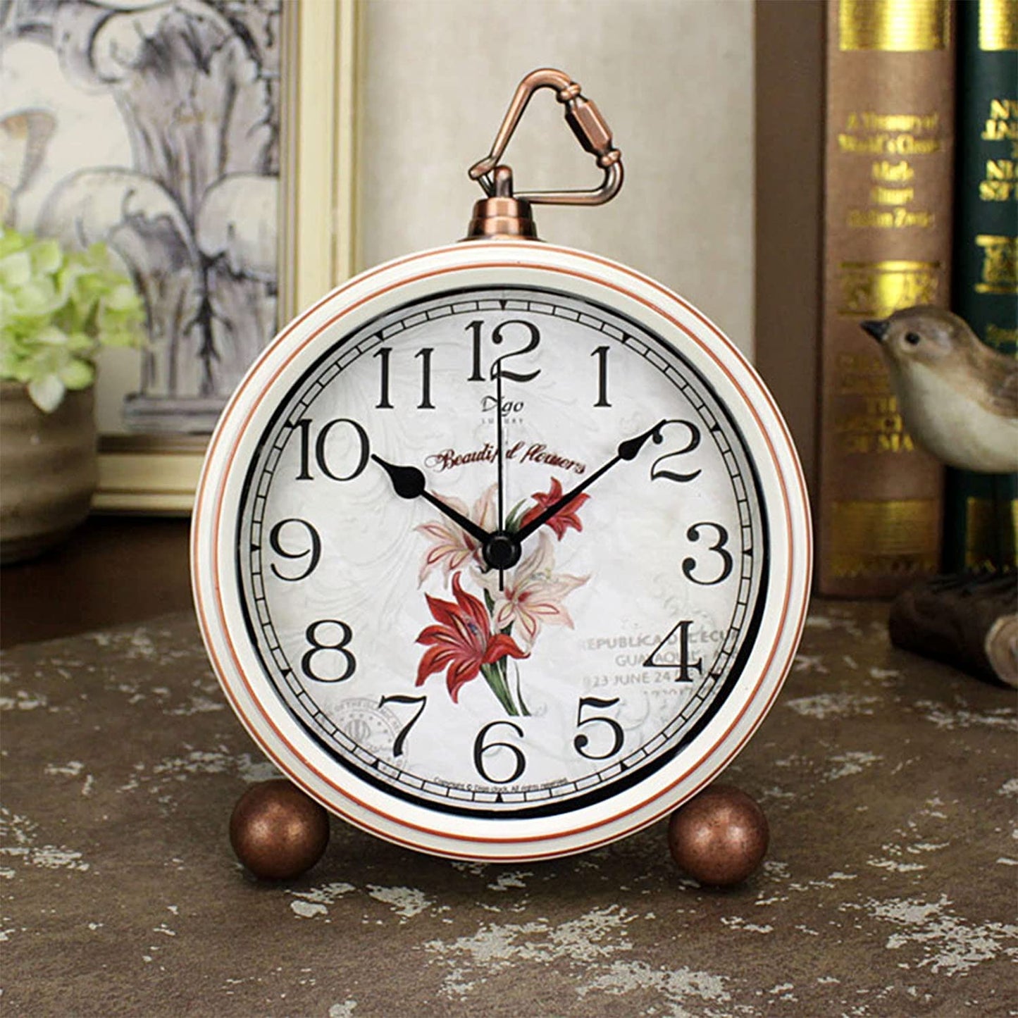 Maxspace Analog Alarm Clock Non-Ticking, Retro Battery Operated Alarm Clock Loud for Deep Sleepers, Radiation-Free Alarm Clock for Bedroom Living Room