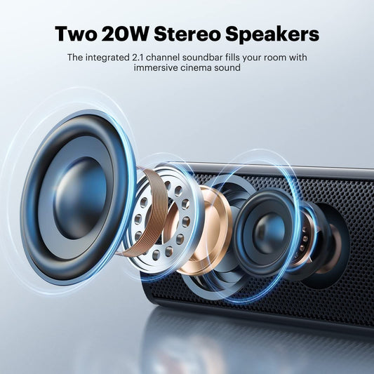 LEFANDI Soundbar for TV devices, Bluetooth speaker PC soundbar 2.1 channel surround sound home theater sound system remote control with AUX, HDMI ARC, USB, Coaxial, Optical for Phone, Computer, TV.