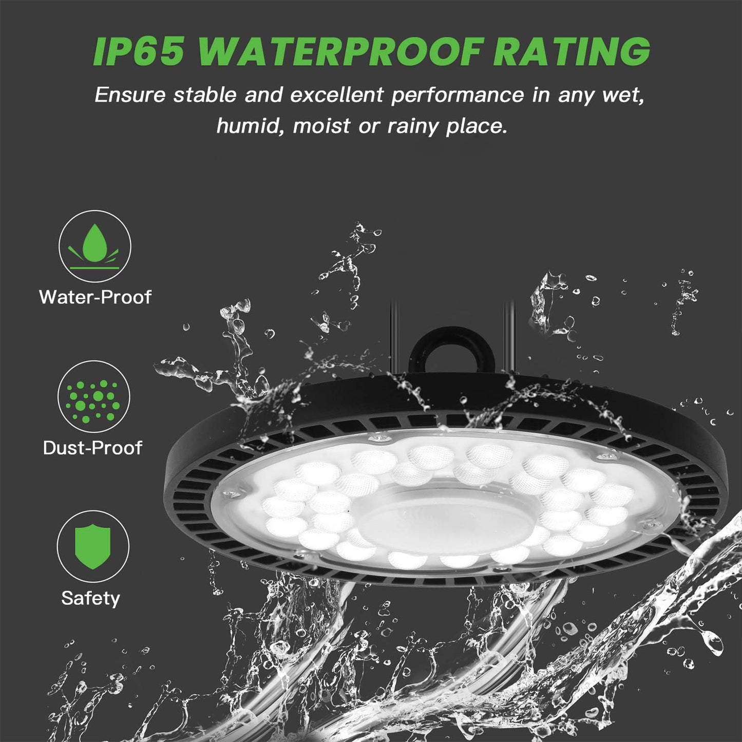 Jefedana 200W LED High Bay Light, 20000LM UFO Workshop Lamp IP65 Industrial Lamp, 6500K Cold White Warehouse Lighting for Workshops Industrial Factory Halls