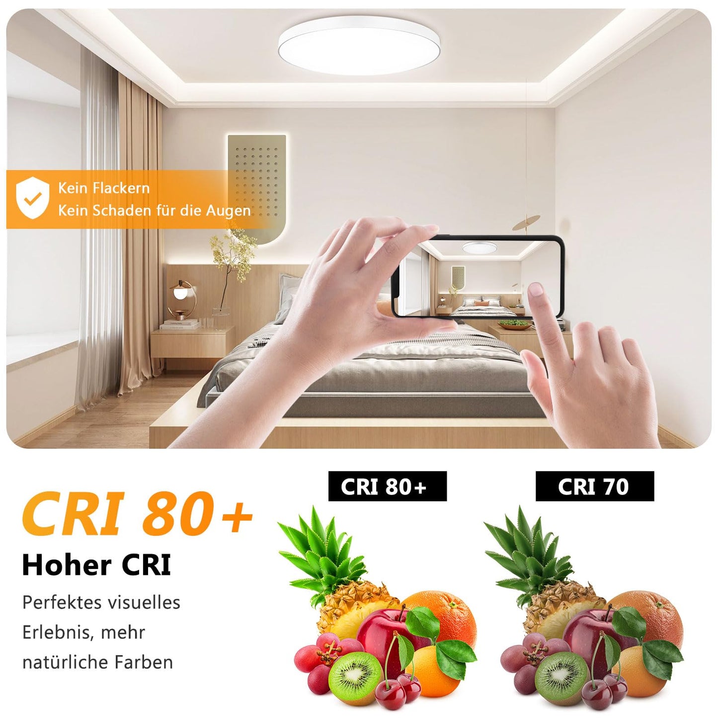 OUILA LED Ceiling Light Dimmable 24W RGB Color Changing Ceiling Lamp with Remote Control 3000K-6500K 2400LM RGB+CCT Round LED Panel Ceiling Light for Living Room Bedroom Bathroom Kids Room Ø28cm