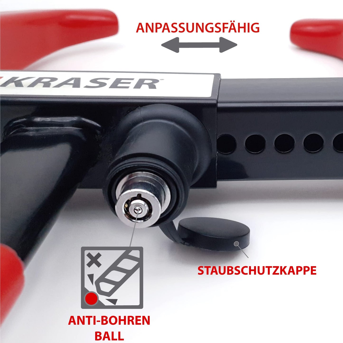 KRASER KR820 High Security Wheel Clamp for Caravan, Award-winning Wheel Lock with Anti-Drill Lock, Wheel Clamp, Theft Protection Universal for Cars, Motorhomes, Trailers, Motorcycles