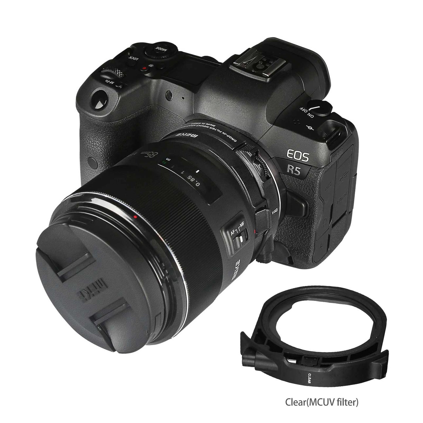Meike MK-EFTR-C drop-in filter adapter for Canon EF to EOSR with variable ND filter and UV filter for EOS R R5 R6 RP R5C C70 cameras.
