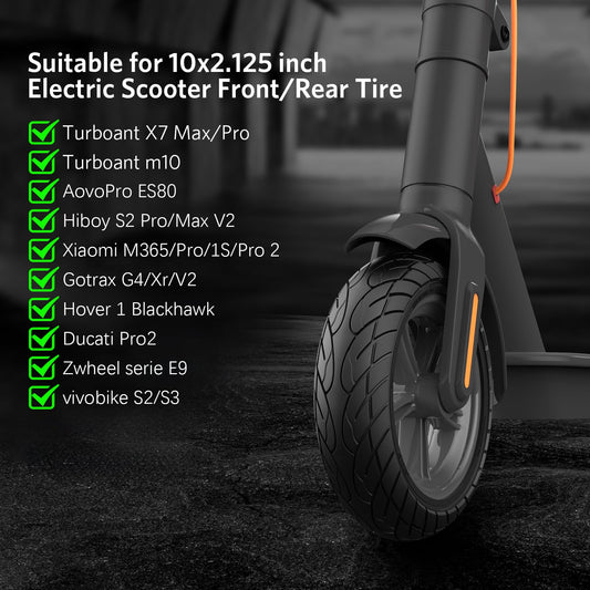 OUXI 10x2.125 inch Solid Replacement Tire with 1 Installation Tool for Electric Scooters Full Rubber Tyre, 10x2.125 inch Replacement Wheels, Full Rubber Tyre, High Elasticity Electric Scooter Tire