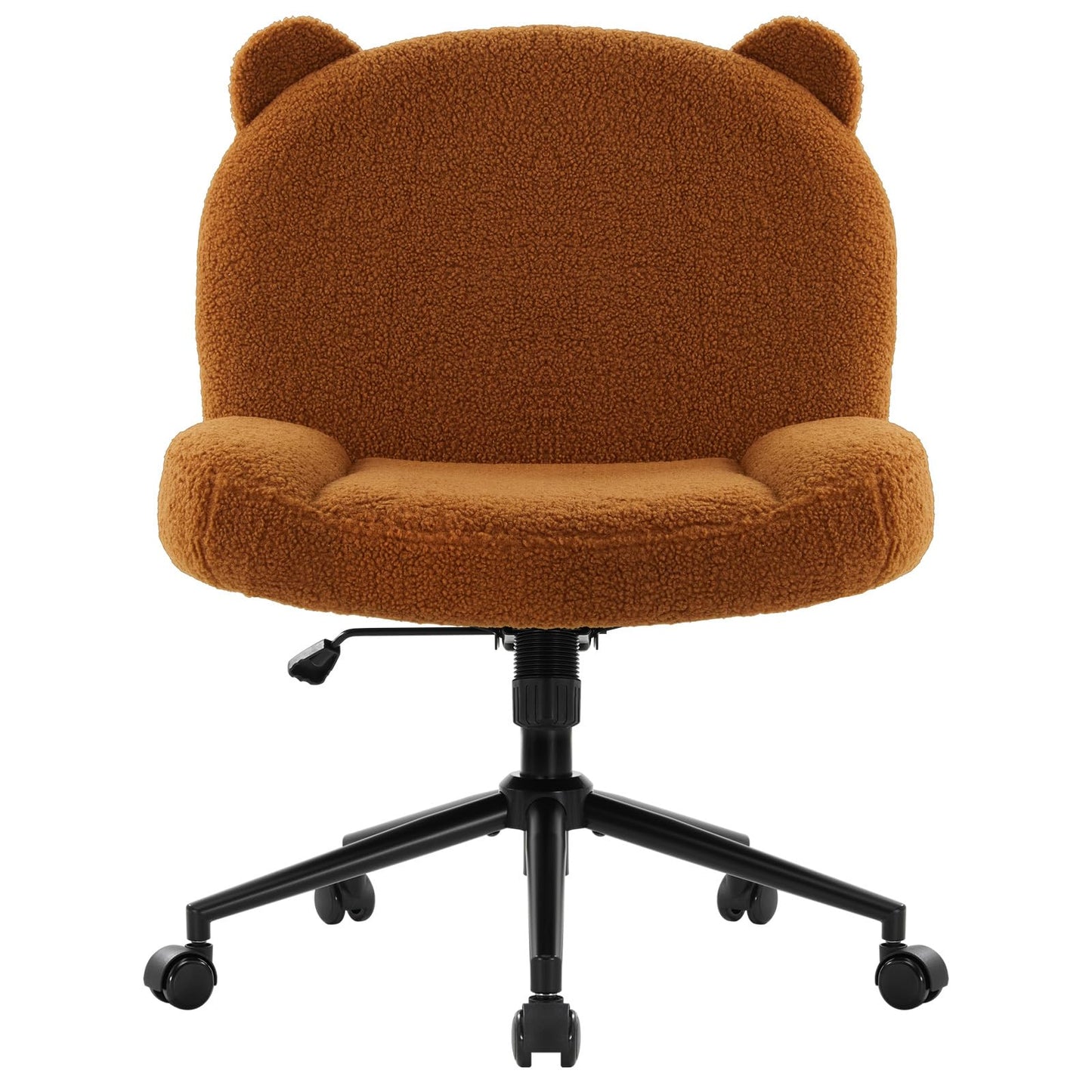 IWMH office chair without armrests, adjustable height swivel chair with wheels, desk chair with fabric padding, ergonomic chair, reading chair with wider cushion for cross-legged sitting (Brown)