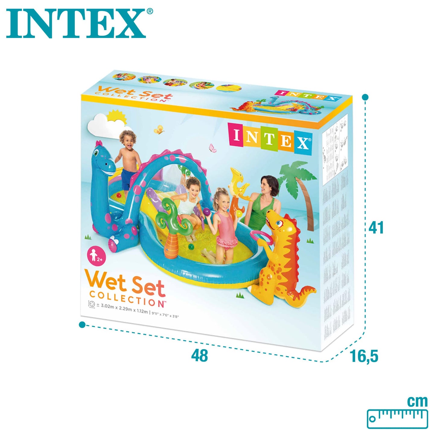 Intex Dinoland Play Center Inflatable Water Play Center, various models (with and without volcano), Multicolor, 131x90x44 inches, 74 gallons, Colorful