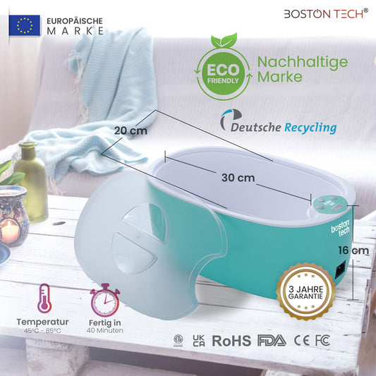 Paraffin wax warmer for hands and feet. Thermotherapy, muscle pain, arthritis, aesthetic use, and hydration of the skin. Fast heating in 40 min. Capacity of 5 L. BE108 (Green)