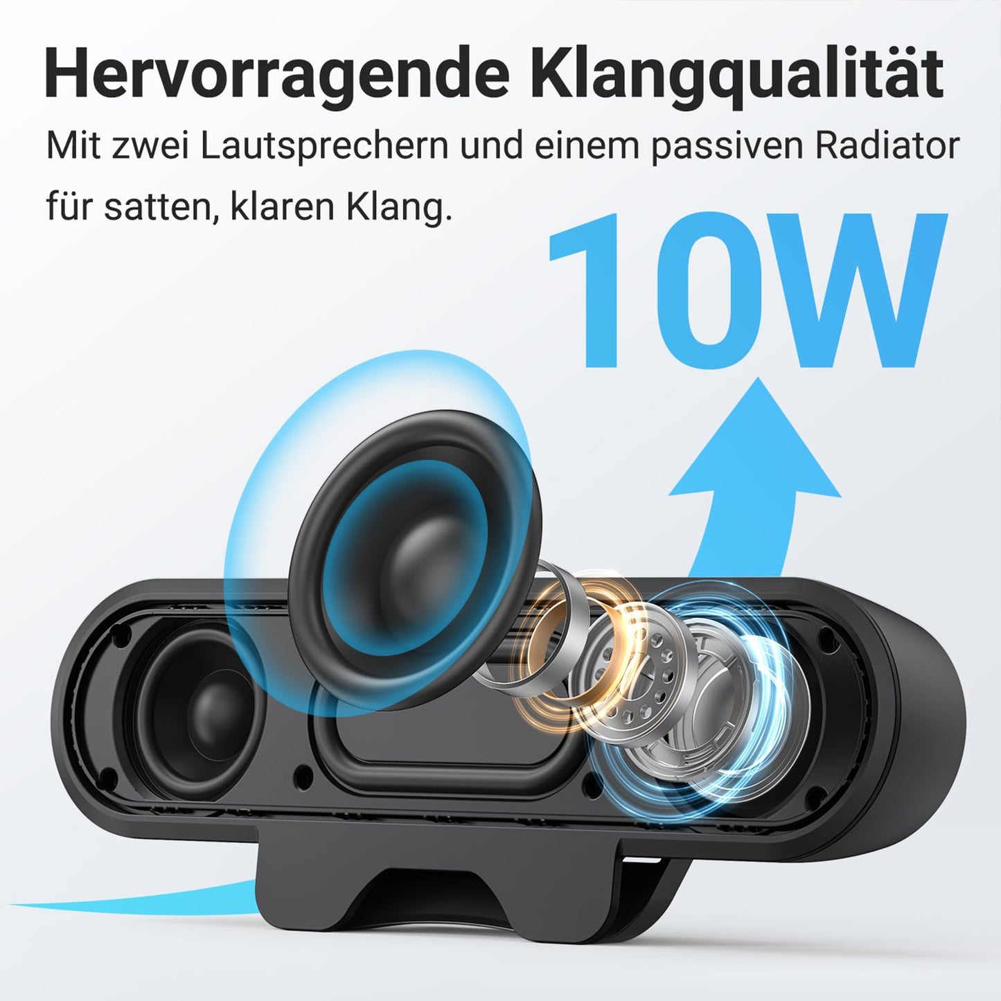 INGA USB speakers for computer monitor and laptop, clip-on desktop soundbar, USB/C-PC speakers, suitable for desktop, laptop, and Mac (Black).