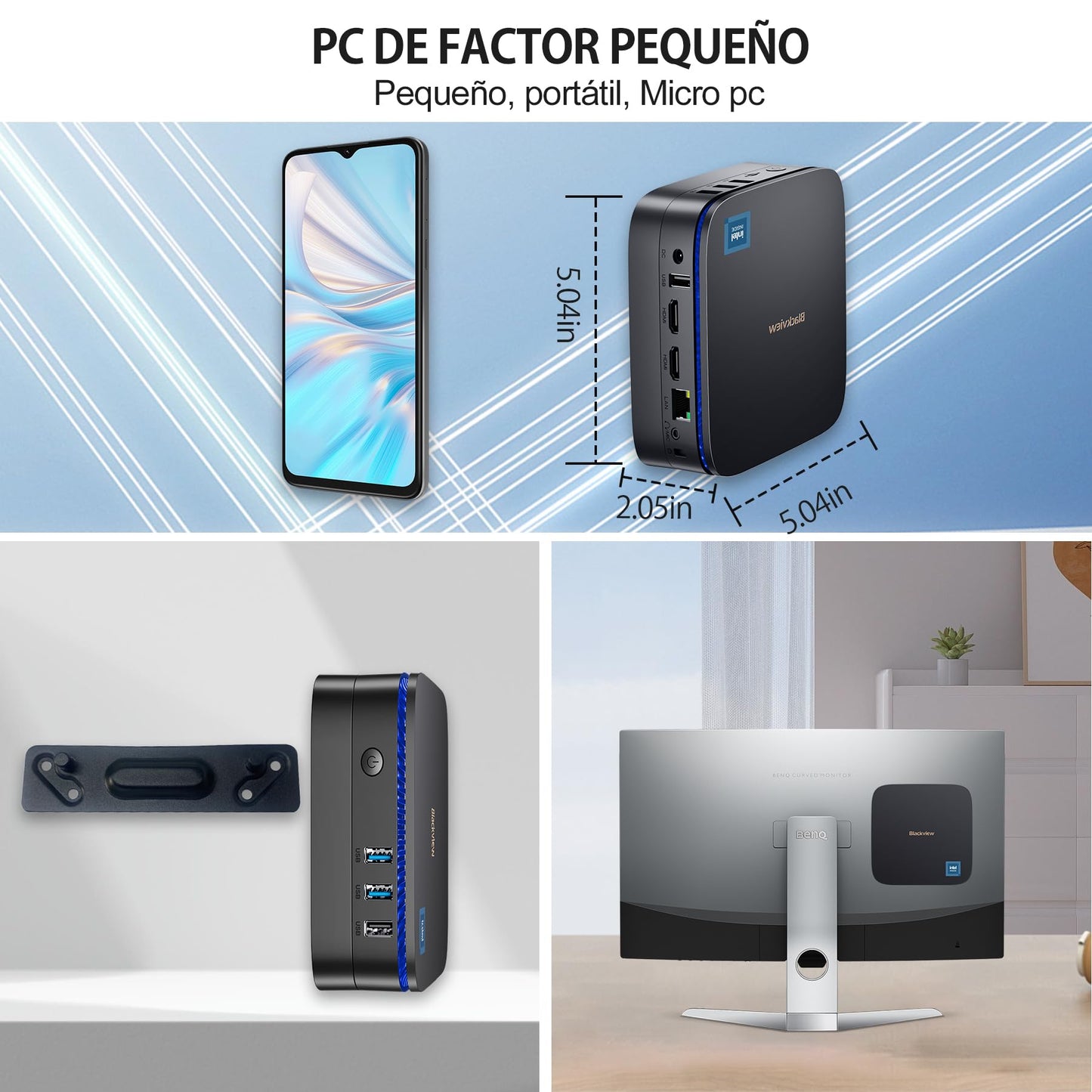 Blackview Mini PC, Intel 12th Gen N95 (up to 3.4GHz) Mini Computer Windows 11 with 16GB DDR4 RAM 1TB M.2 SSD, Mini Desktop PC, Mini Gaming PC 4K HD Dual HDMI, Gigabit Ethernet, 5G WiFi, Black