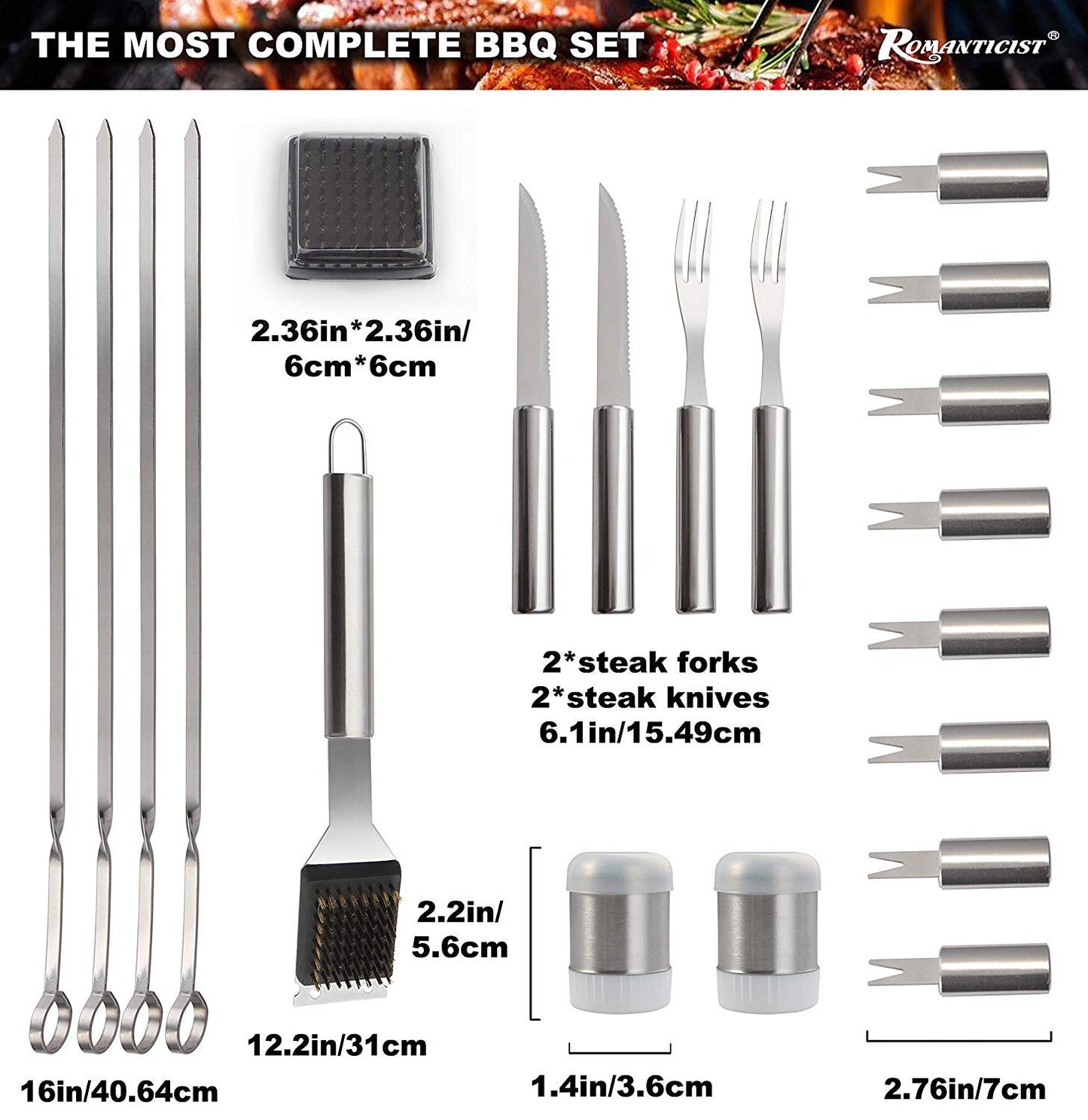 28-piece grill accessory set for men - Premium stainless steel grill case with grill mat, grill utensils for dad, men, and women - perfect for gas grill, charcoal grill, and camping.