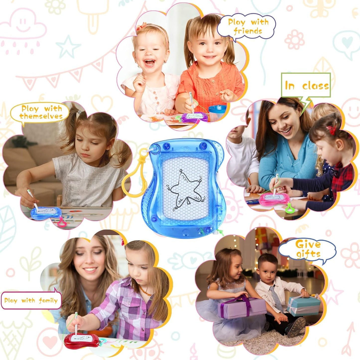Piucrty Party favors Children's birthday Mini blackboard Magic drawing board Keychain Kids 12Pcs Useful goody bag little things Giveaways Raffle prizes Pinata filling Party activity