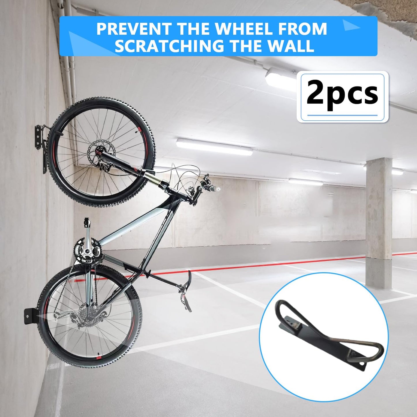 Bicycle wall mount 3 pack - TAZZOR Bike Wall Mount with 100% steel construction. Swivel design for vertical bike storage on the wall.