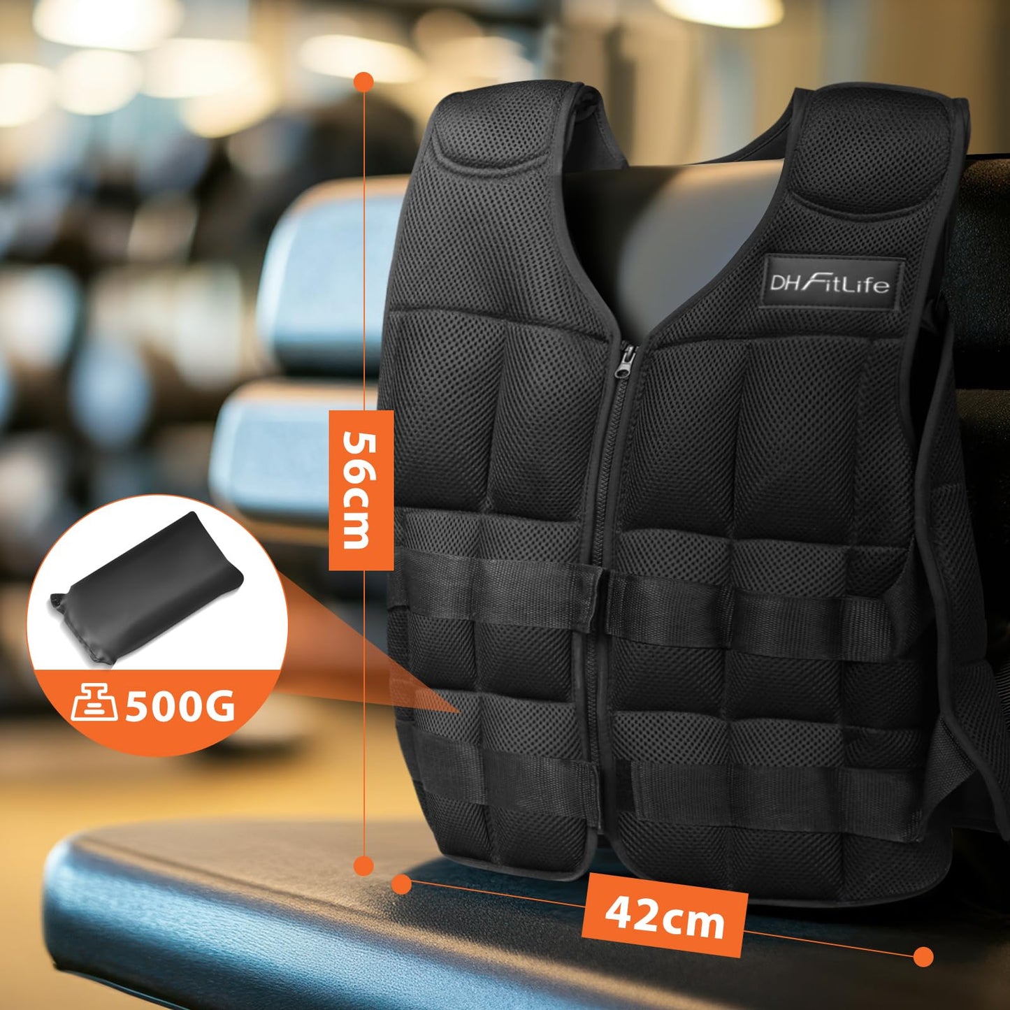 DH FitLife Adjustable Weighted Vest 20KG for muscle building and strength training | Weighted Vest | Running Vest for Women Men | Fitness Training Vest