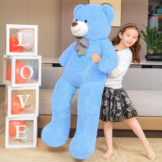 SNOWOLF Giant XXXL Teddy Bear 145cm Giant Soft Toy Large Stuffed Animal Plush Toy Plush Bear Cuddly Bear Teddy Bear Gift (1.4m, Blue)