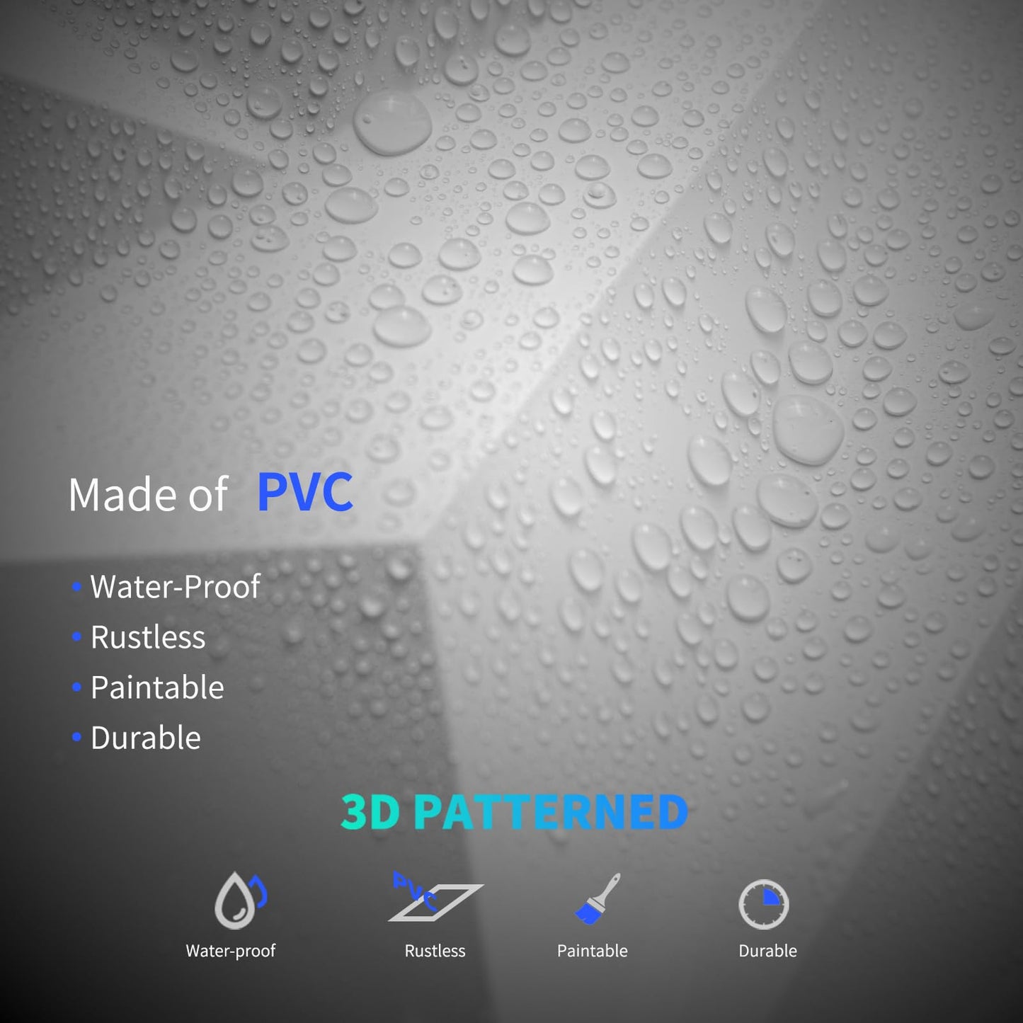 Art3dwallpanels PVC 3D Wall Panel Diamond for Interior Wall Decor in White, 3D Textured Wall Panels, 33 Pieces Tiles