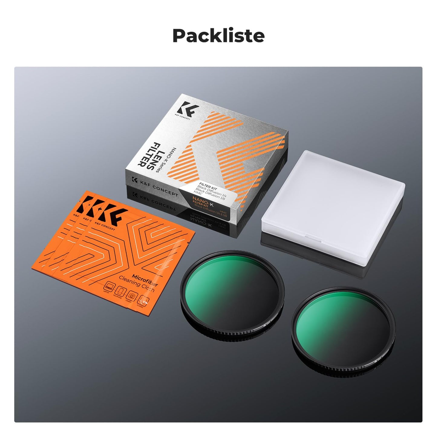 K&F CONCEPT Filter Black-Mist 1/4 & Black-Mist 1/8 Filter, 72mm Black Promist Filter Sets Effect Filter Black Diffusion Effect Filter (Nano Clear)