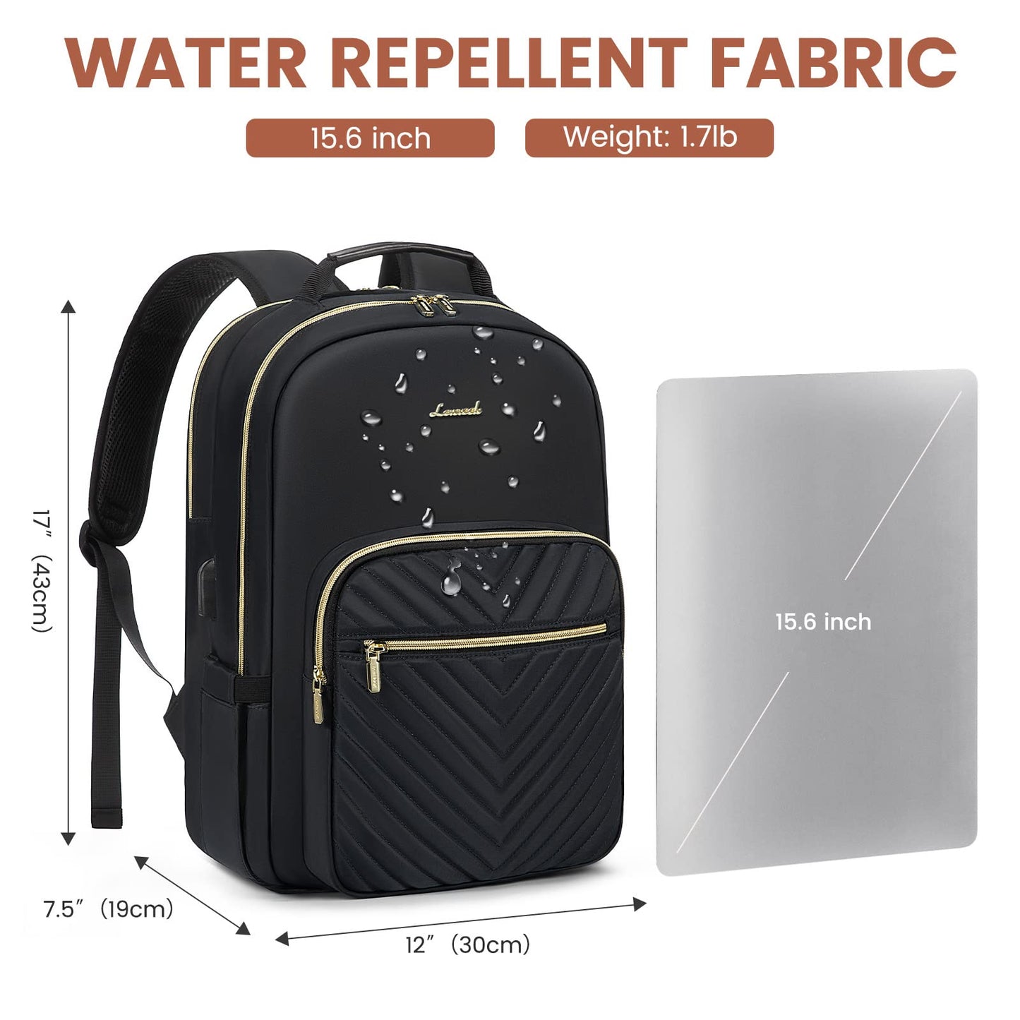 LOVEVOOK Backpack for Women, Large 15.6 Inch Laptop Bag Waterproof School Backpack for Girls Teenagers Daypacks Black, Elegant Backpack Work Bag for School College Travel.