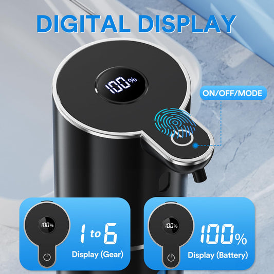 Amyzavls Automatic Soap Dispenser with Digital Display, Touchless 380ml Soap Dispenser Wall Mount with Sensor, USB Rechargeable for Bathroom, Kitchen