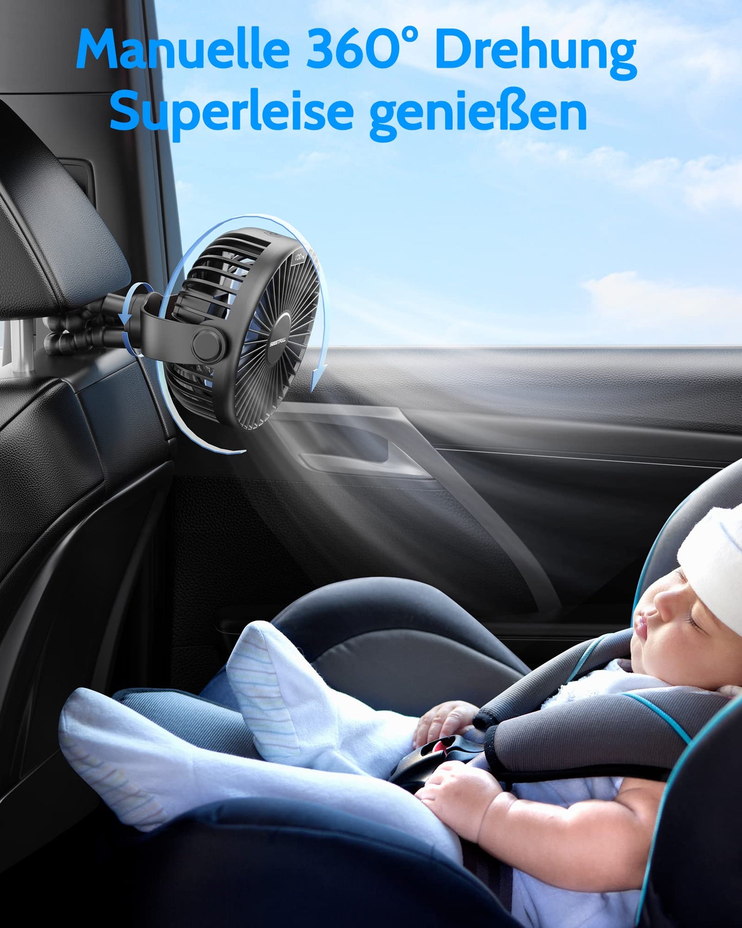 SWEETFULL mini fan stroller fan quiet handheld fan 4000mAh battery desk fan usb small portable fan travel office camping car 360 degree rotation