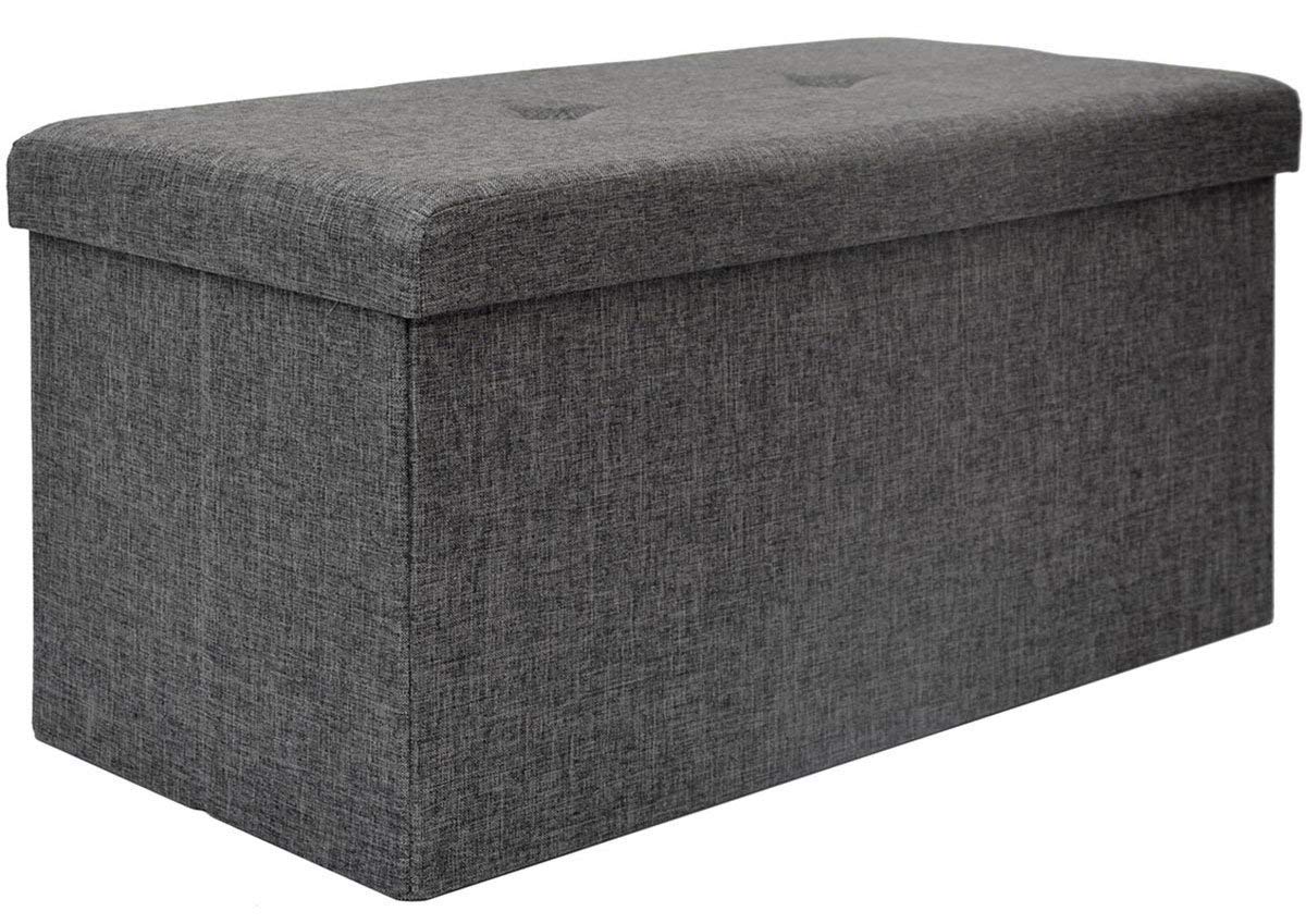 DuneDesign bench with 80L storage - 76x38x38 cm ottoman - Foldable seat chest with divider chest Dark grey