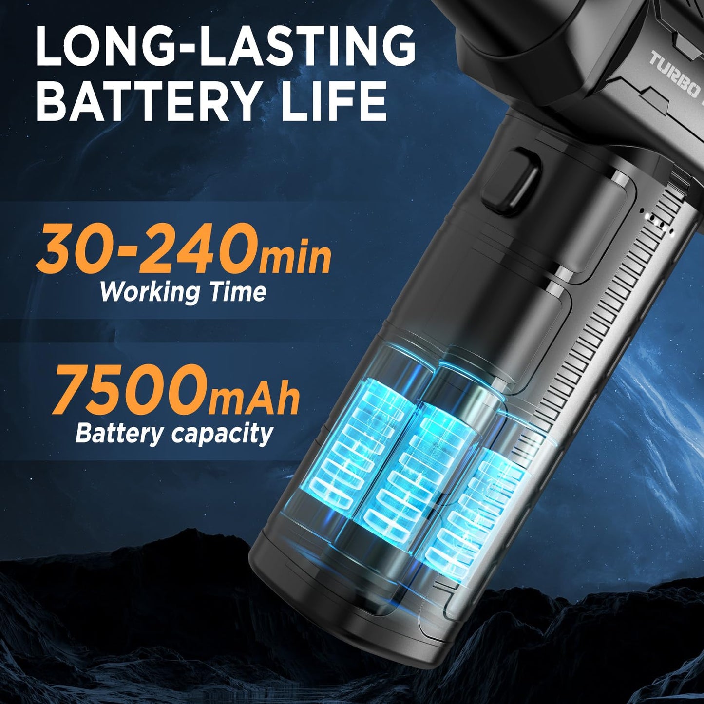 Air duster, 180,000 RPM, cordless, electric, 7500 mAh, rechargeable, brushless motor blower, 3-speed adjustable turbo fan duster for computer, car.
