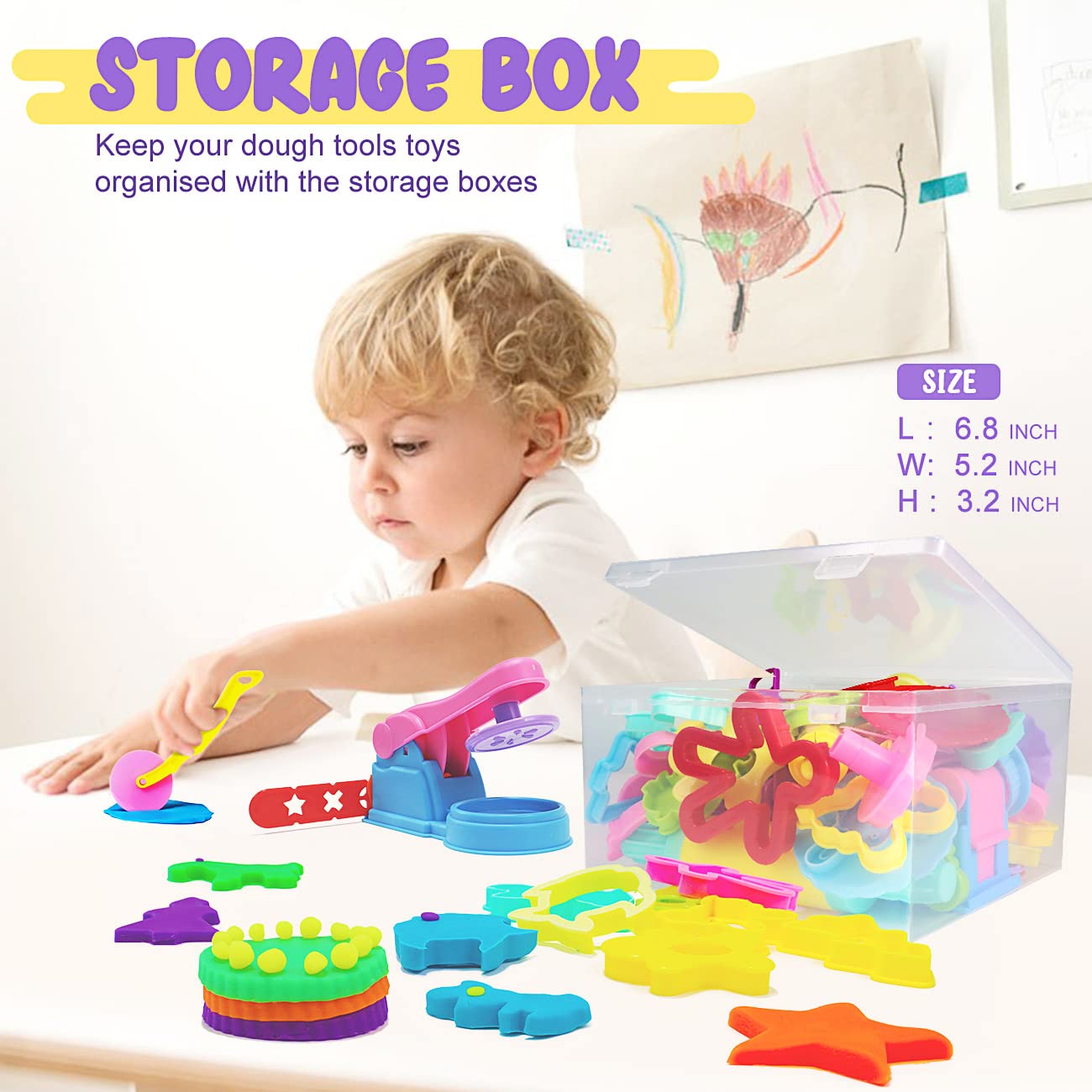 Jiosdo Clay Tool Set, 40 Pieces Clay Accessories for Kids, Playdough Tools, Extruder Modeling Tool Kitchen Toy Learning Toy for Boys Girls (with Storage Box)
