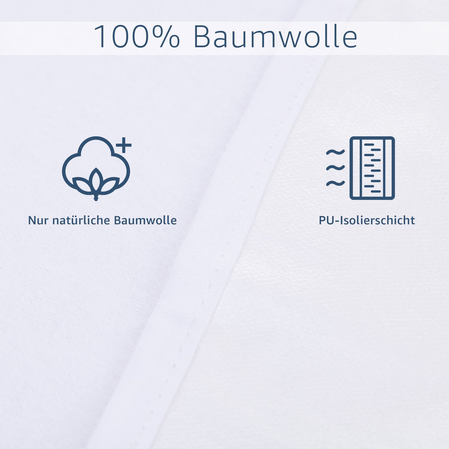 Amago - Mattress protector, Front: 100% cotton, Back: PU membrane, 180 x 200 cm - White
