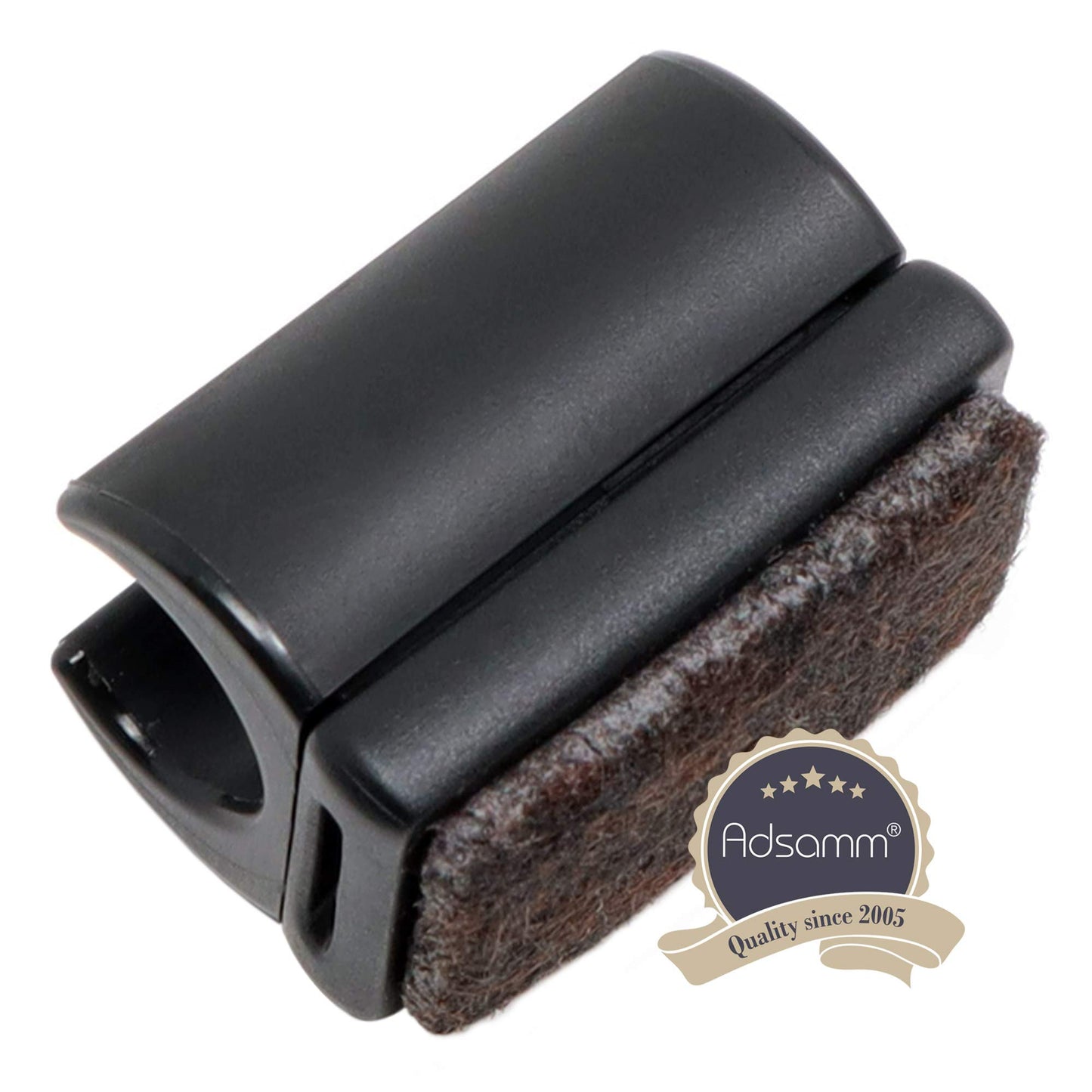Adsamm® / 32 x Clamp shell glider with felt / Black / ø 12-13 mm / Round / Shell glider with interchangeable felt for steel tube chairs
