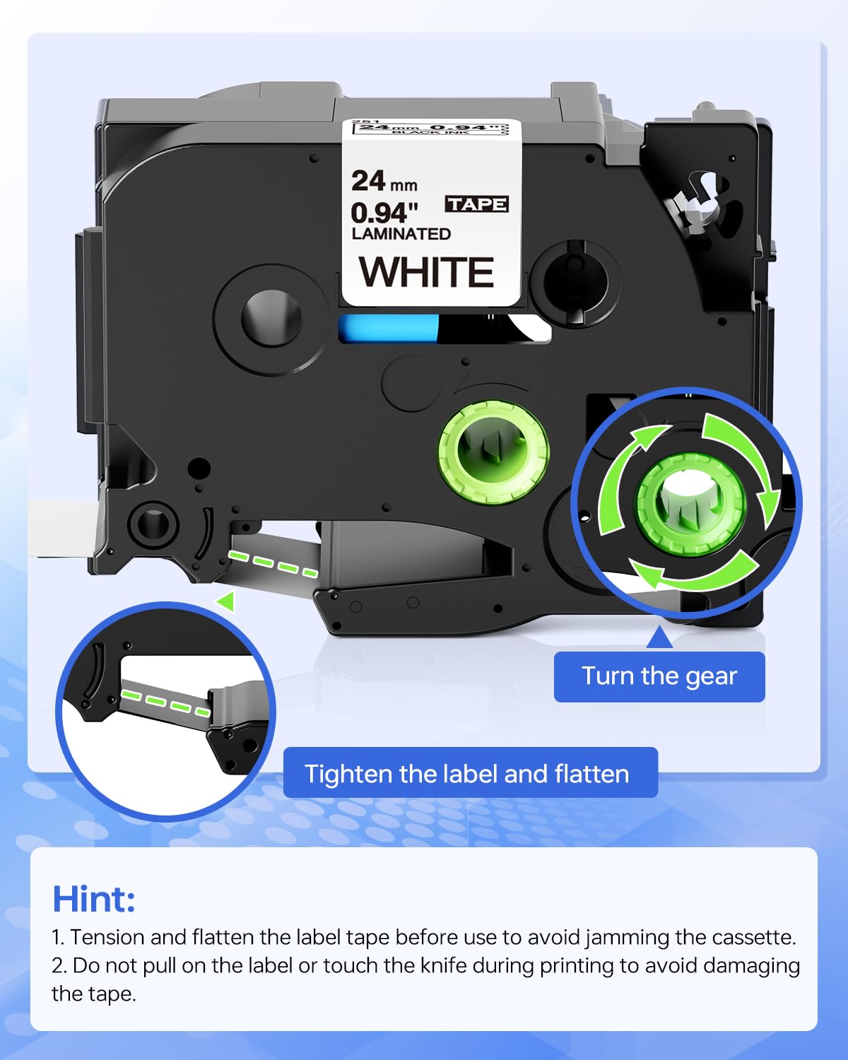5x TZe-251 24mm 0.94 Compatible Label Tape TZ TZe251 as a replacement for Brother P-touch tapes 24mm White Laminated Label Tape for Brother P-touch E560btv E550W P700 P750 D600 2310 Labeling Device