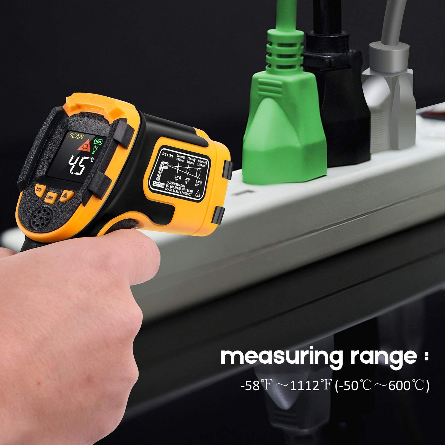 Infrared Thermometer SOVARCATE Digital Laser Temperature Gun -58°F~1112°F (-50°C~600°C) Non-Contact Non-Human Body Thermometer - for Cooking/Barbecue/Freezer/Industrial