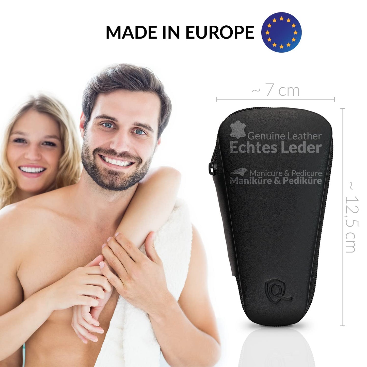 MarQus 5-piece nail set for men and women - file from Solingen - for manicure and pedicure, nail case elegant - nessesair super compact with small and large clippers