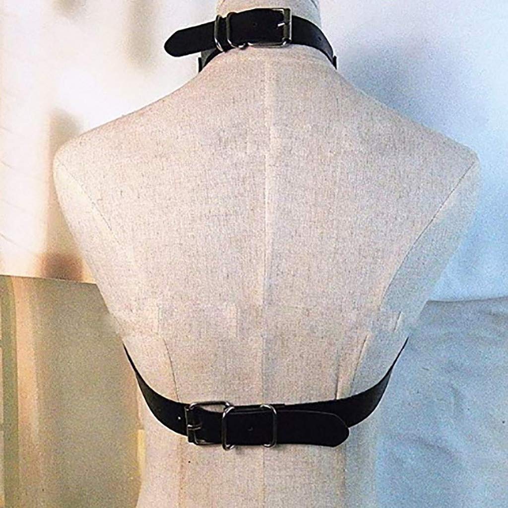 Punk Women's Harness Bra Sleeveless Gothic Steampunk Adjustable Leather Top Chest Belt Collar Chains Straps Harness Vintage Rock Chest Chain Body Jewelry For Party Dancing