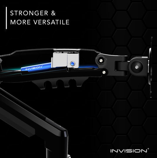 Invision Monitor Mount 2 Monitors for 19-32 inch screens - VESA 75 & 100 mm Desk Clamp - Height Adjustable Tilt Swivel and Rotate - Increased load capacity of 2-9 kg (MX400)