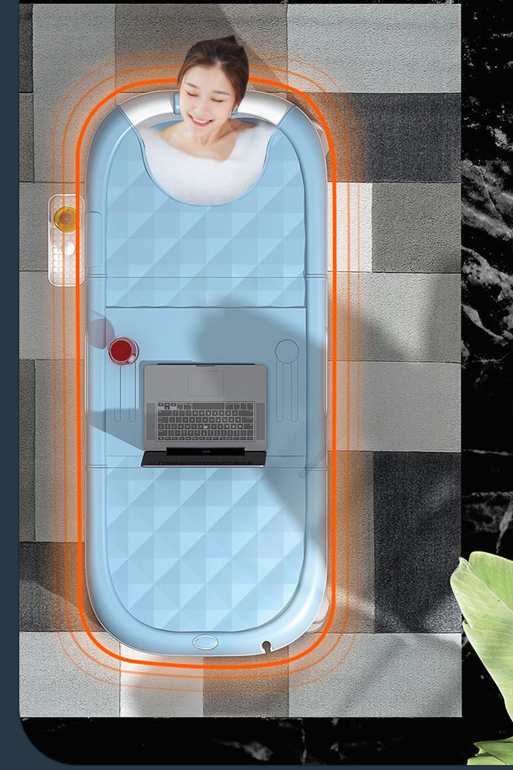 A 3-in-1 foldable bathtub for toddlers & kids, adults, pets; large portable bathtub, plastic, for shower, with removable cover (127*61*52 CM)