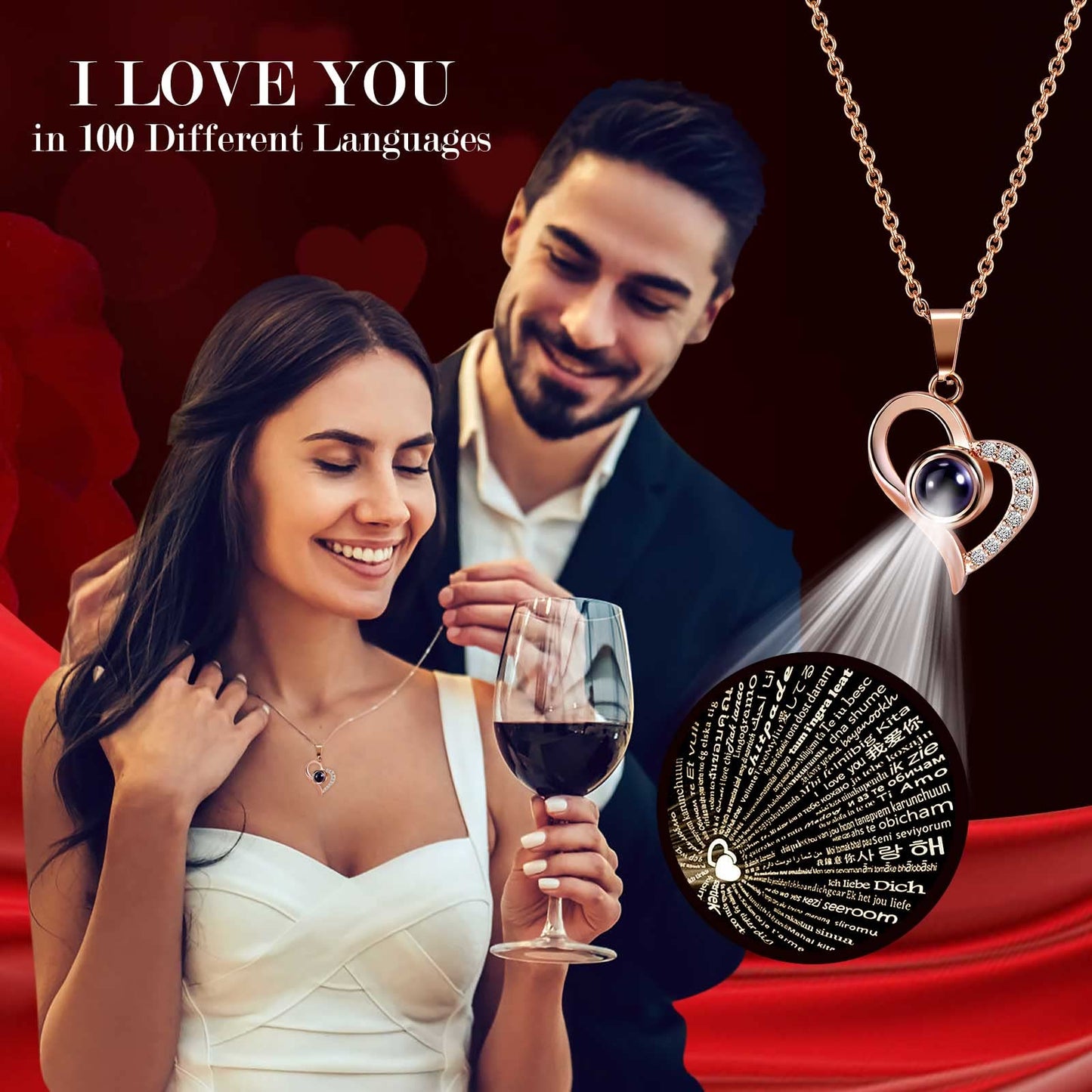 As a mother of a son, Eternal Rose with I Love You in 100 Languages Necklace, Infinity Rose Gift Box for Grandma, Girlfriend, Wife on Mother's Day.