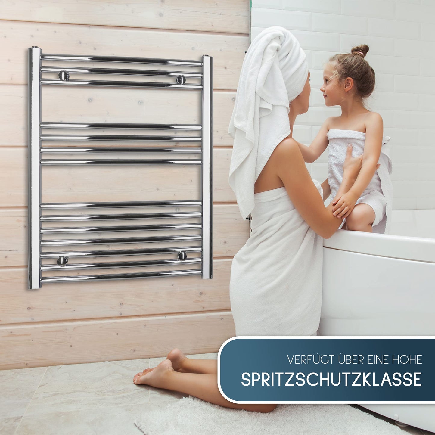 anapont electric bathroom radiator - chrome curved - timer function - towel radiator - electric bathroom heating - towel heating - Made in Germany