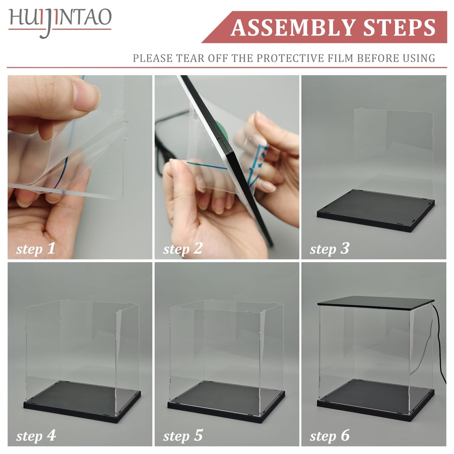 Acrylic showcase / display case for model cars, figures | with LED lighting (15x15x15 cm)