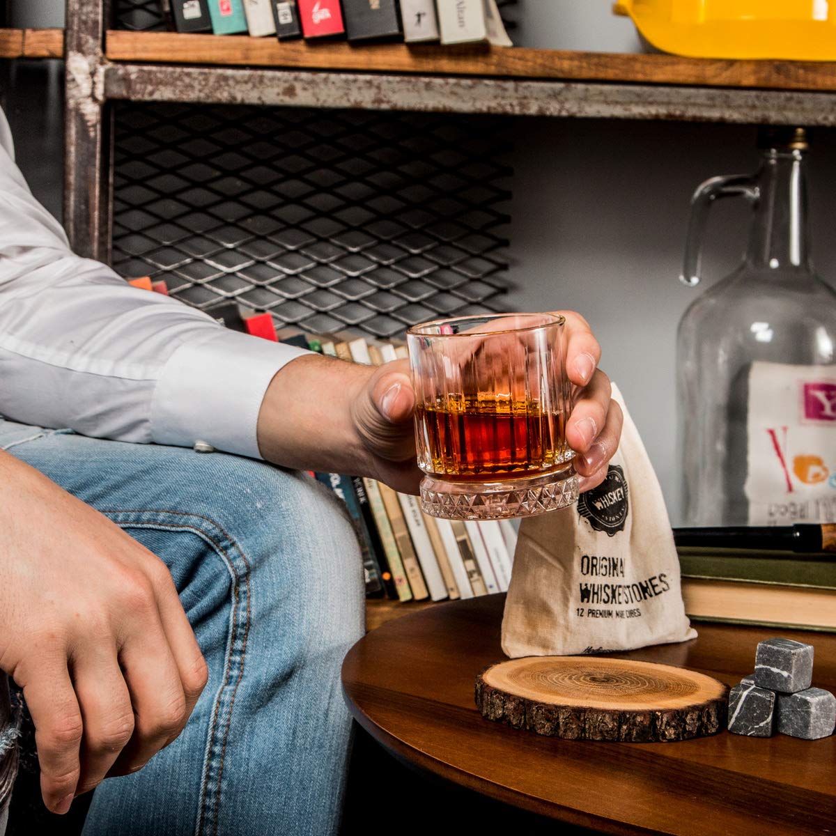 Whiskey stones and glasses gift set, 2 whisky glasses, whisky gift set for men, whiskey glass set as a 40th birthday gift for him.