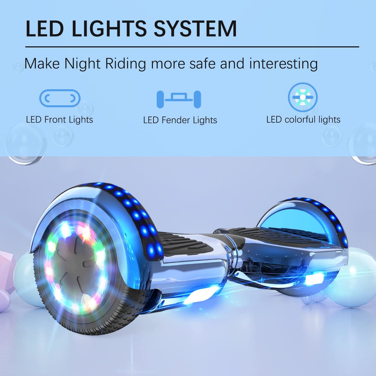 RCB Hoverboards with Seat Hoverkart complete for kids, Skateboard with set, Hoverboards with LED lights and Bluetooth, Gift for kids