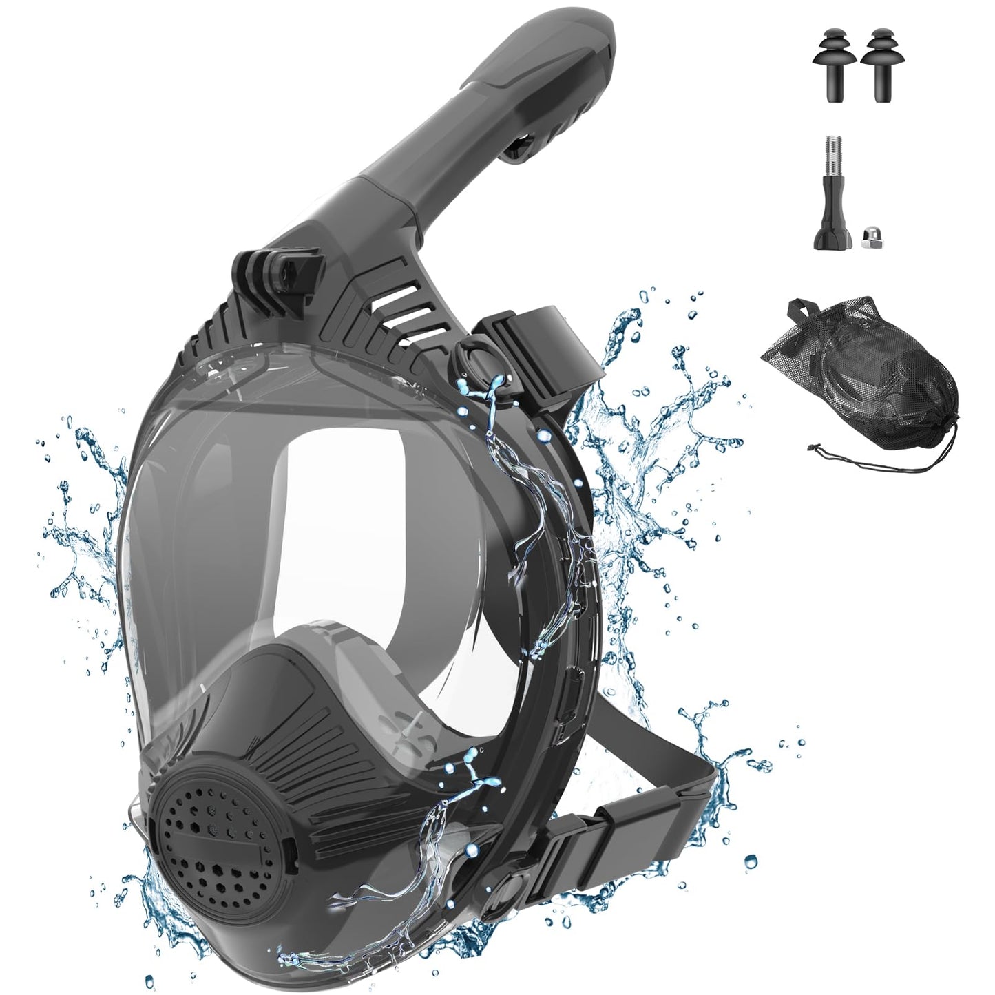 Nigecue Adult Snorkel Mask, Full Face Diving Mask with Camera Mount, CO2 Safe, Anti-Fog, 180° Panoramic View, Full Face Snorkeling Mask, Size: L/XL