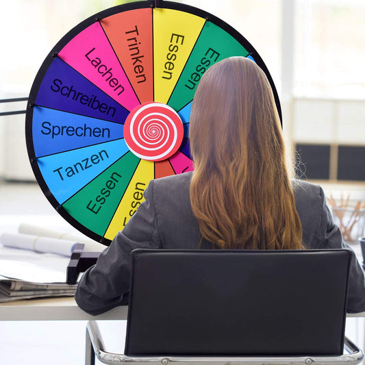 GOPLUS 24 Inch Prize Wheel, Spin Wheel for Lottery & Word Games with Marker & Eraser, Tabletop Game for Carnivals, Parties & Trade Shows, reusable Spinning Wheel (24").