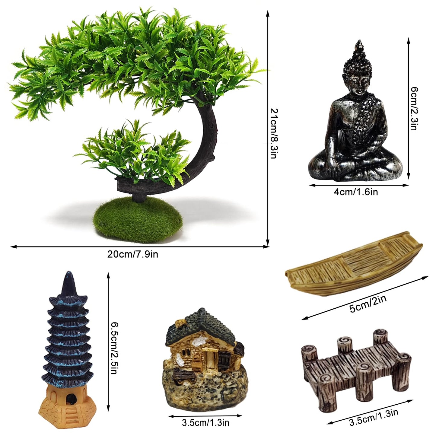 LuXianYS Japanese Zen Garden for Desk, 12x8 Inch Home Mini Zen Garden Set, Japanese Zen Sand Garden Miniature Gift Set for Home, Office Ornament