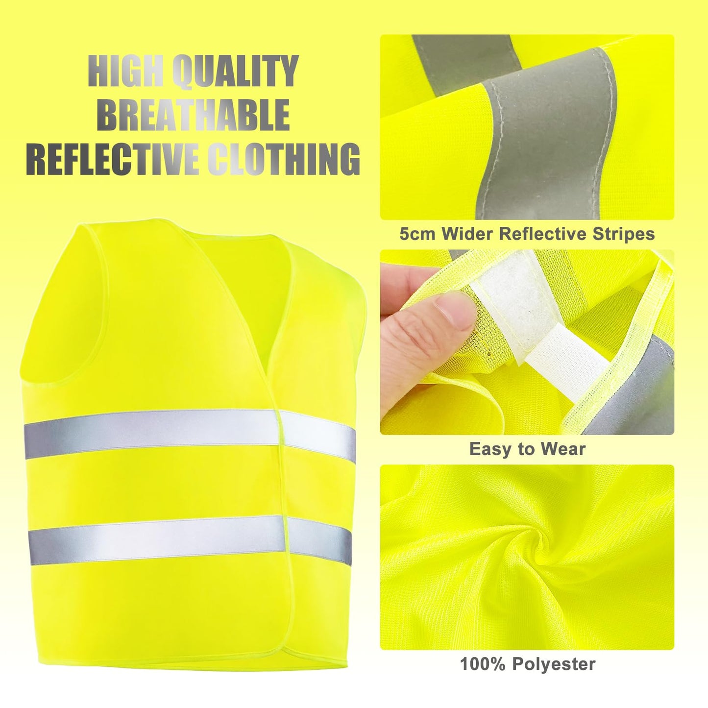 YSWOVUO warning vests for cars 8 pieces, valid throughout Europe according to EN ISO 20471, adult warning safety vest, yellow safety vest for cars, emergency vest for men and women.