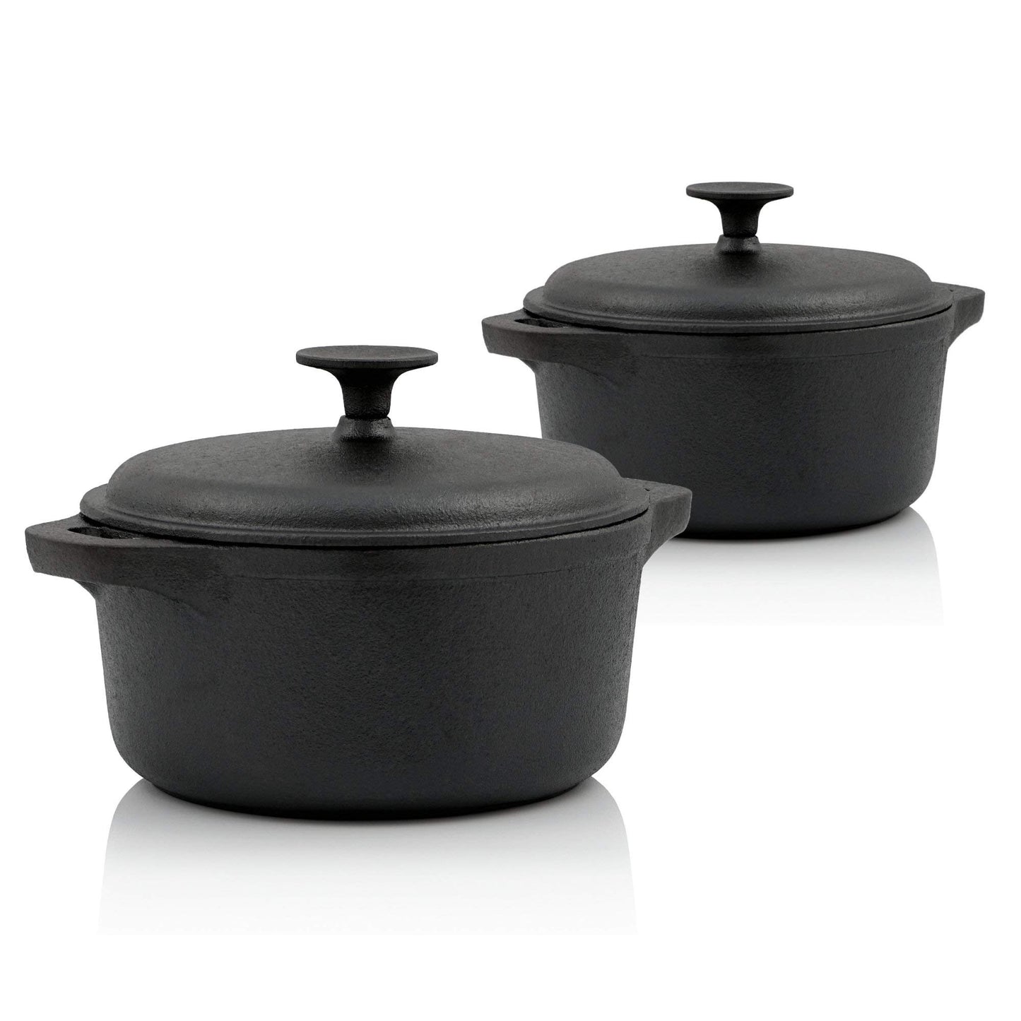 BBQ-Toro Cast Iron Cocotte | 2.7 liters and 4 liters | black, round | Dutch oven with lid | Pot with cast iron lid | Cast iron roasting pot for grill and oven | Pre-seasoned cast pot