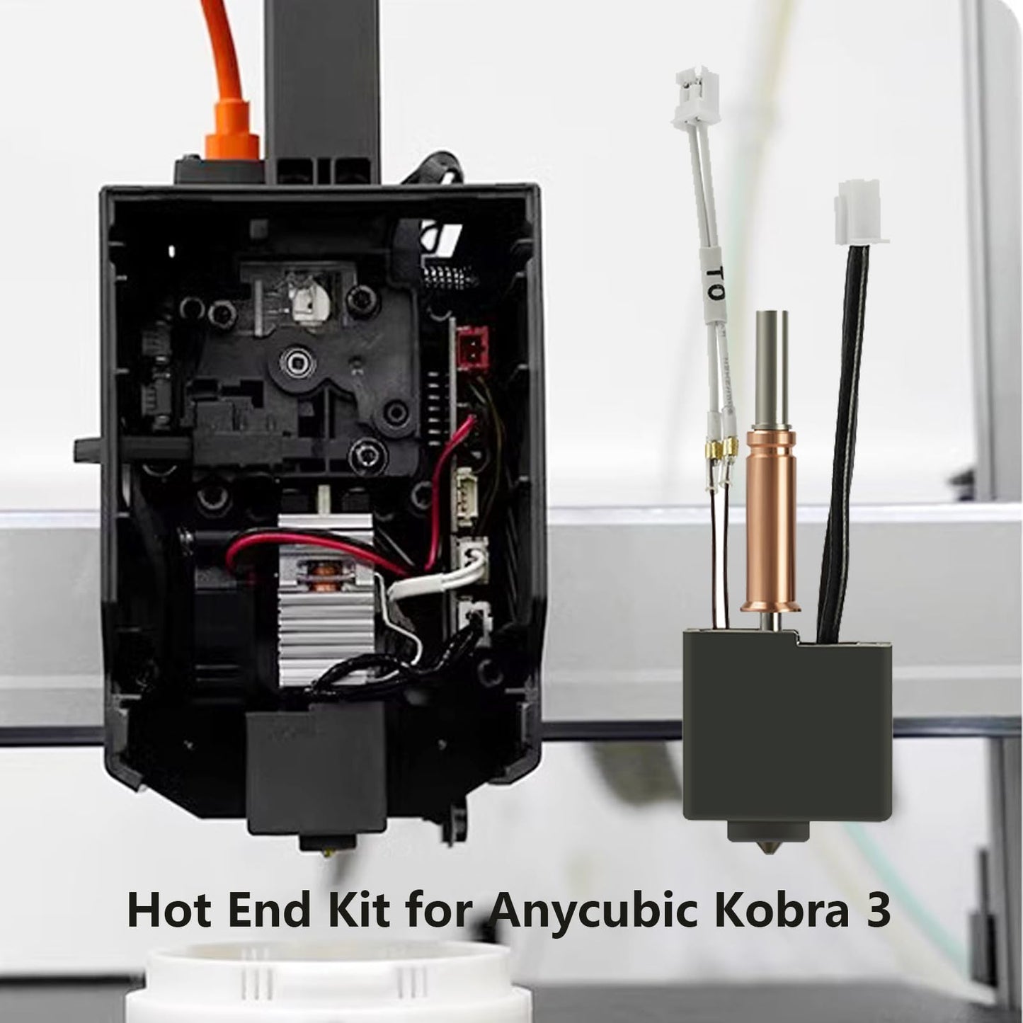 LANKEGU Hotend Kit for Anycubic Kobra 3, 3D printer, assembled heating block, print head, hot end kit with 2 pieces of 0.4mm brass nozzle for Kobra 3, Kobra 3 Combo