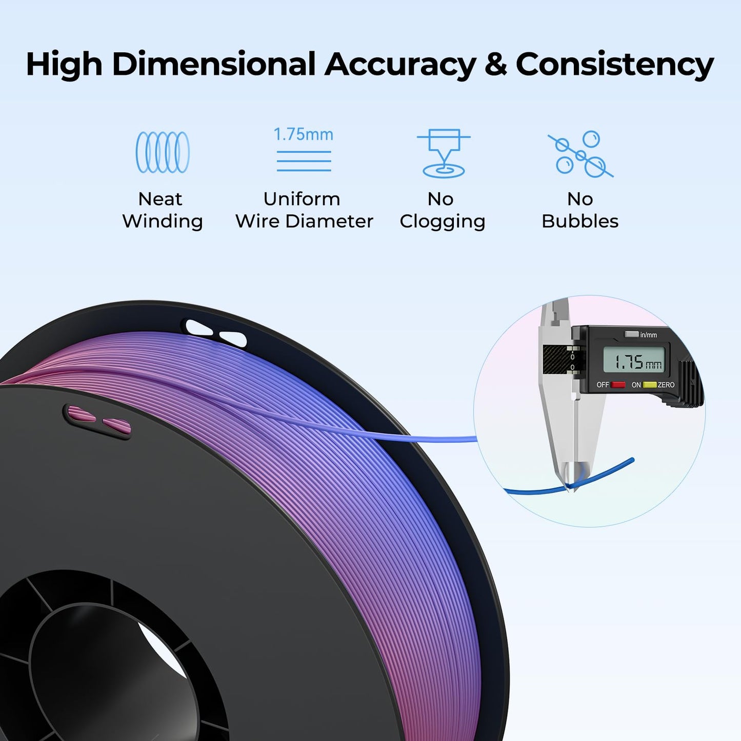 Creality Ender PLA+ filament for 3D printers, 1.75mm 3D printing filament, 1kg spool, dimensional accuracy +/- 0.02mm, compatible with most FDM 3D printers Black