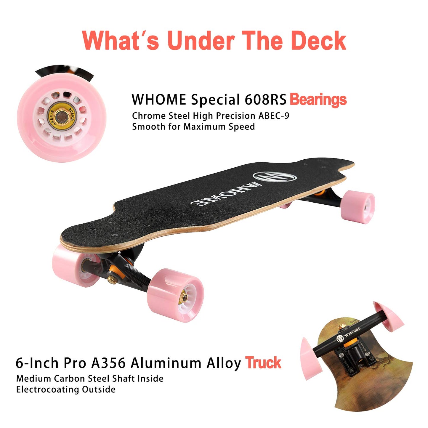 WHOME Longboards - 31 inch Small Longboard Cruising Skateboard - for adults/children girls/boys beginners/professionals including T-Tool (Deer Bird)