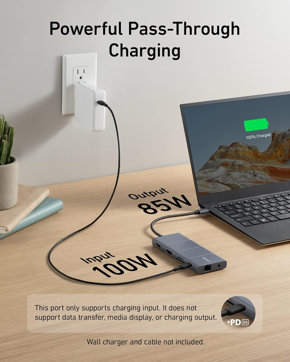 Anchor 565 11-in-1 USB-C Hub, docking station with 10 Gbps USB-C & USB-A data ports, 4K HDMI, DisplayPort, 100W PD, 2 USB 2.0 data, Ethernet, AUX, microSD & SD, for MacBook Pro and more.