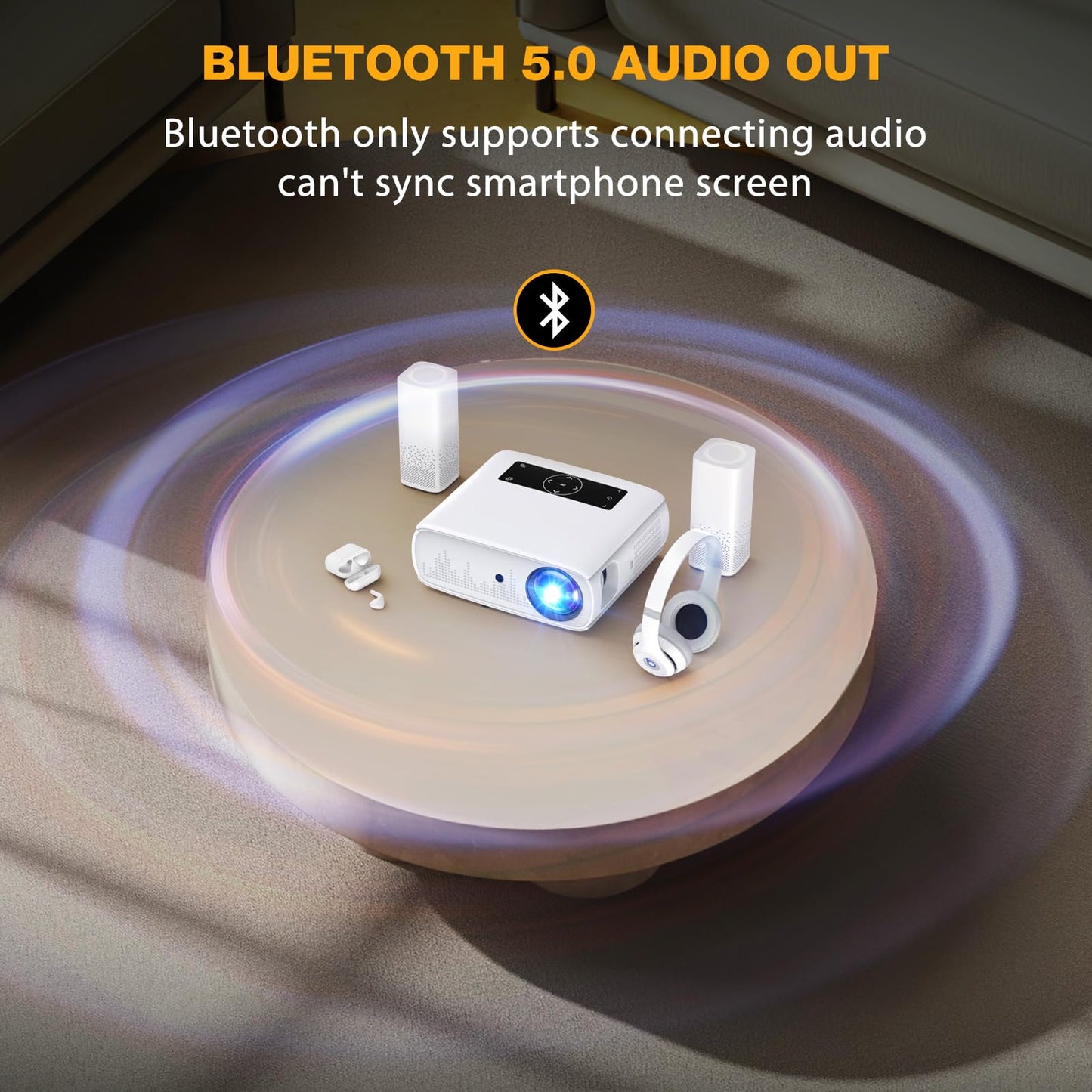 5G WiFi projector- 12000 lux native 1080P projector full HD home theater video projector 4K, Bluetooth projector WLAN projector 350'' display compatible with TV stick, HDMI, USB, X-Box, iOS/Android